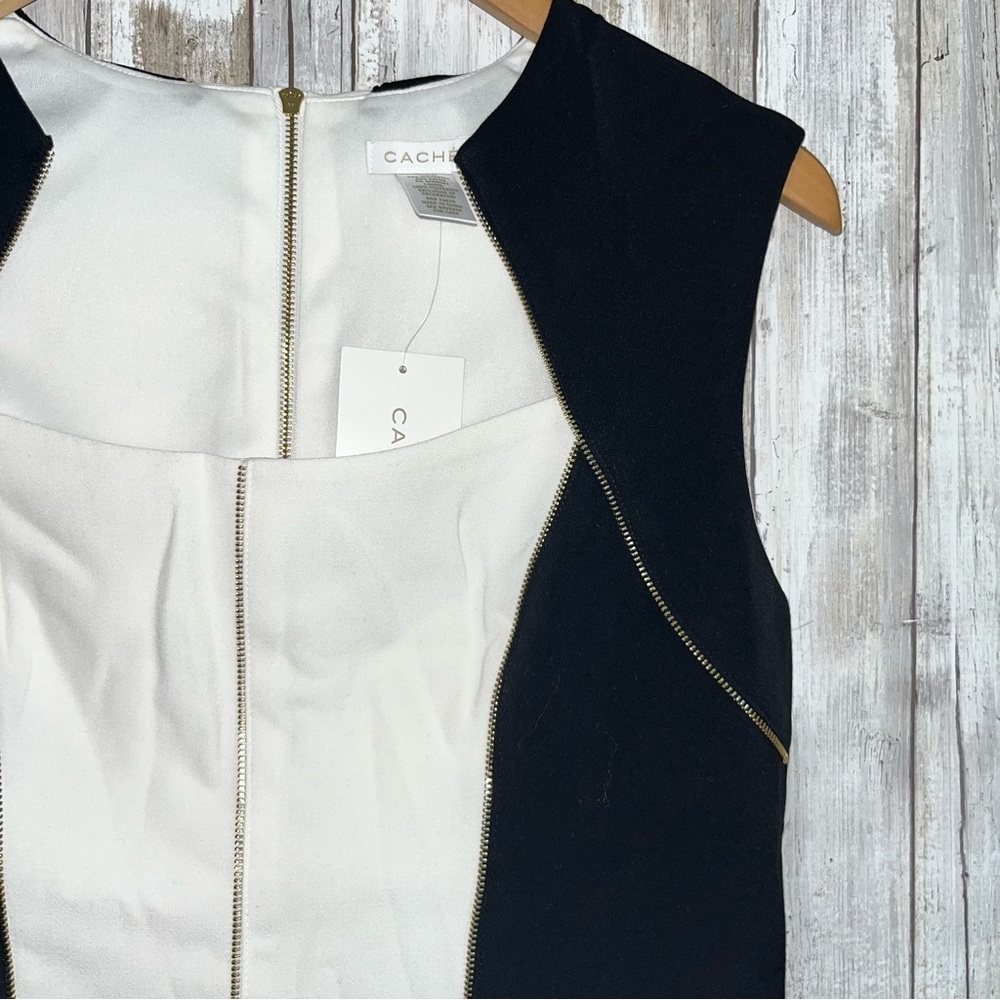 NWT Cache Black & White Full Zip Cocktail Dress - Picture 2 of 5